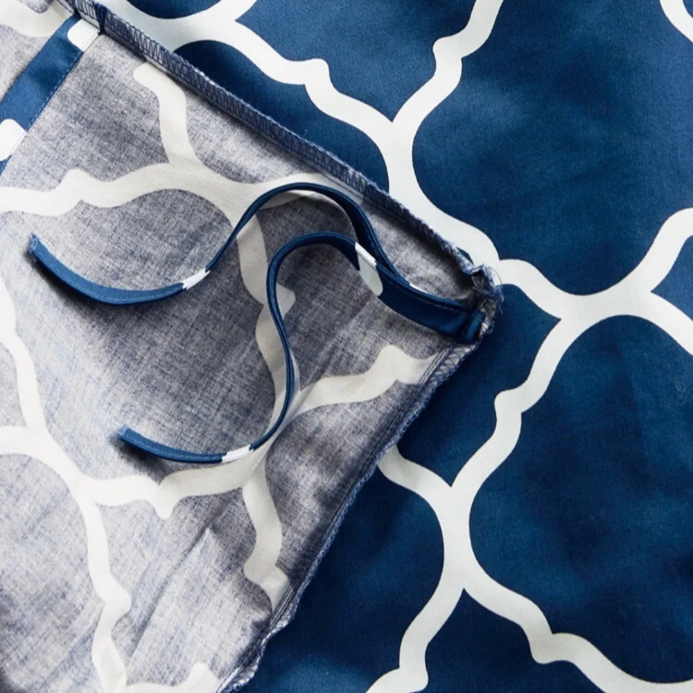 NWT Charter Club Geometric Dove 2 PC Duvet Cover Set, Twin, Navy Peony